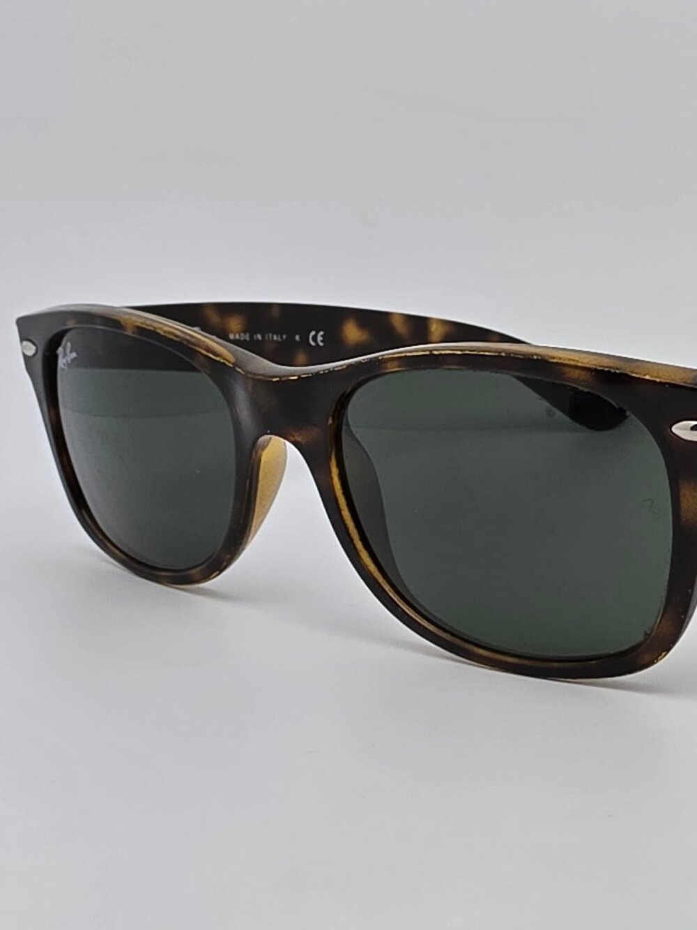 Ray-Ban RB2132 902 New Wayfarer Tortoise Frame Glass G-15 Green Lens Sunglasses